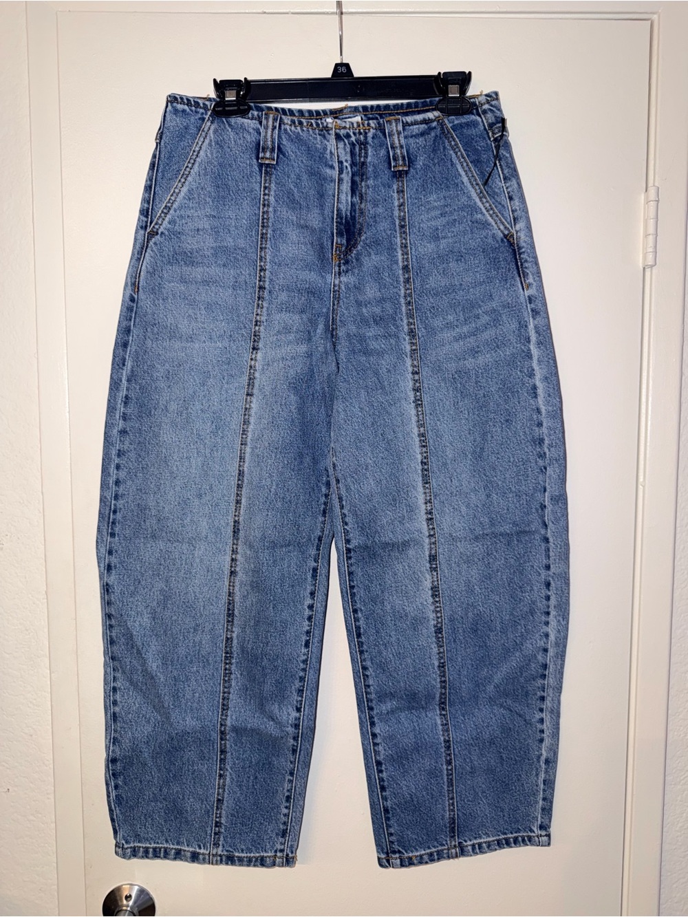 Women's Mid-Rise Barrel Leg Jeans - Future Collective Medium Wash NWT